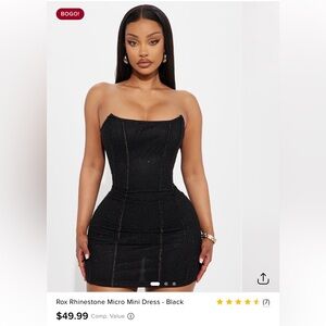New! Fashion nova Rox rhinestones black mini dress  XS